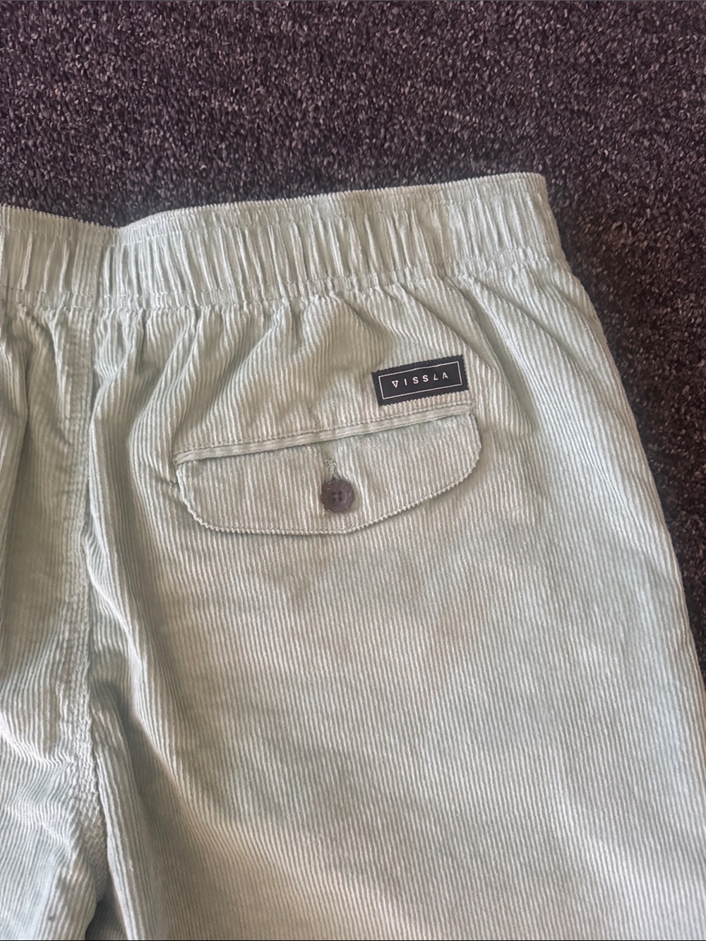 VISSLA Men’s Sage Green Corduroy Drawstring Shorts - Picture 5 of 5